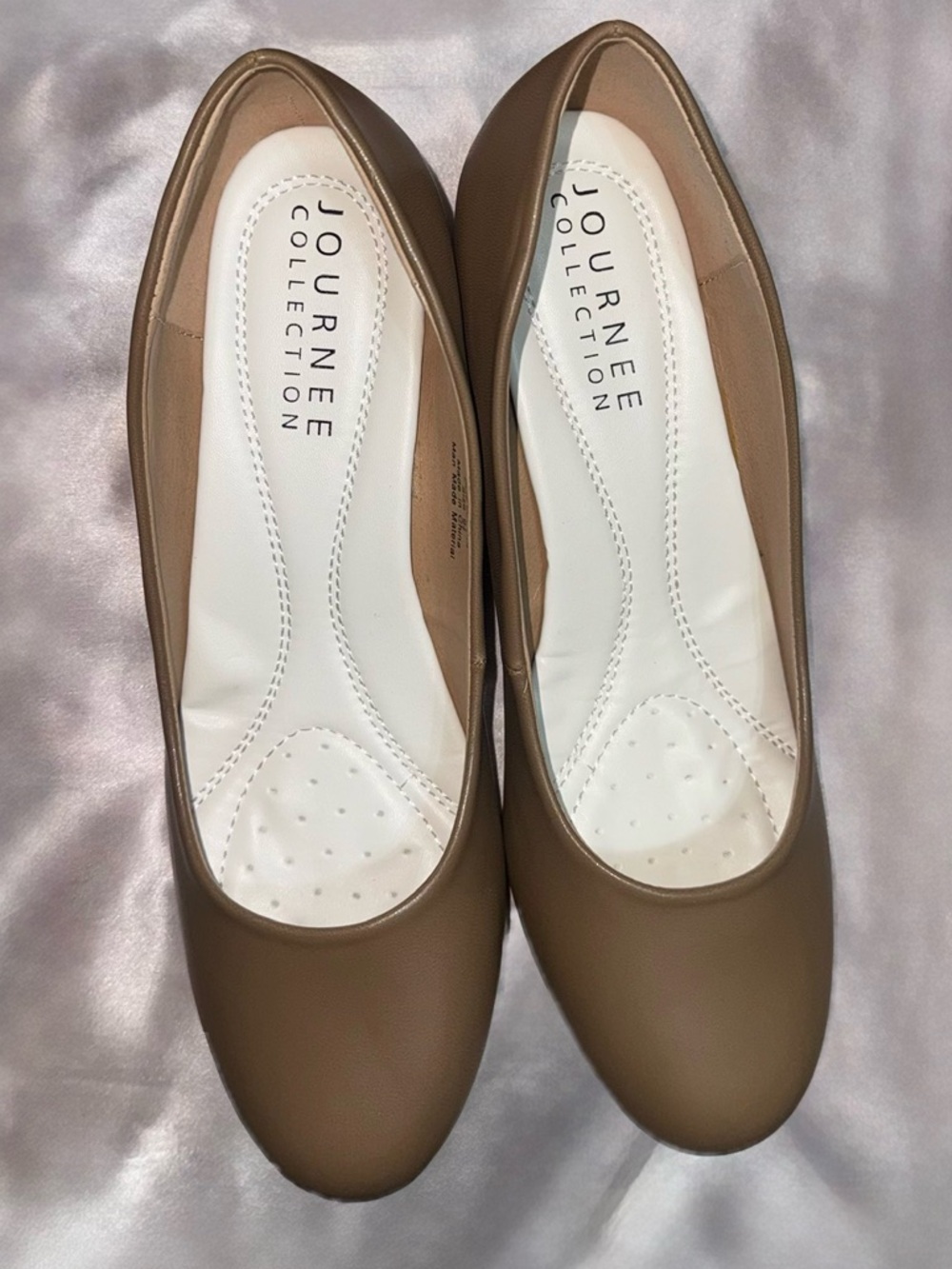 Journee Collection Taupe Round-Toe Ballet Flats